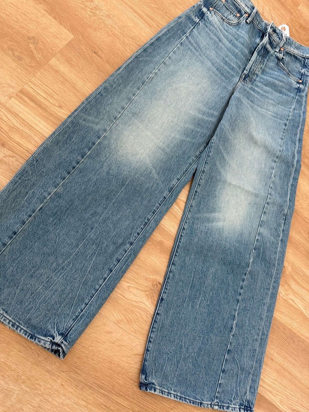 MOTHER Wide-Leg High-Rise Jeans - Medium Blue Wash - Picture 2 of 8